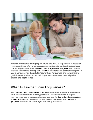 The Complete Guide on How To Apply For Teacher Loan Forgiveness