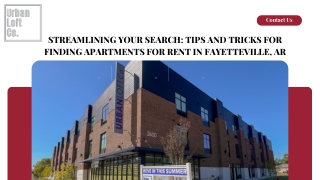 Streamlining Your Search Tips and Tricks for Finding Apartments for Rent in Fayetteville, AR