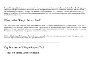 CPlugin Report Tool – Advanced Reporting for Smart Business Decisions