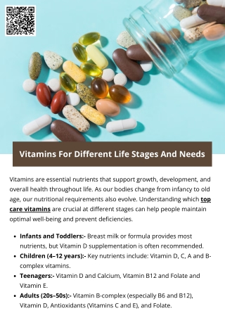 Vitamins For Different Life Stages And Needs