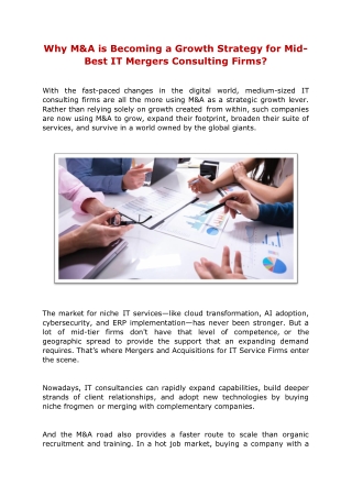 Why M&A is Becoming a Growth Strategy for Mid-Best IT Mergers Consulting Firms?