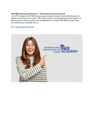 SAP MM Training with Placement – GTR Academy Has You Covered