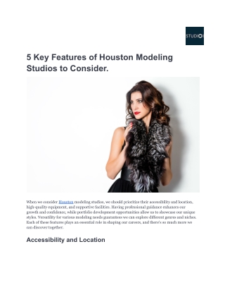 5 Key Features of Houston Modeling Studios to Consider