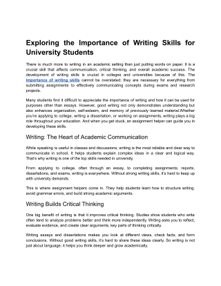 Exploring the Importance of Writing Skills for University Students