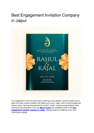 Best Engagement Invitation Company in Jaipur