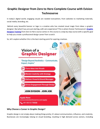 Graphic Designer from Zero to Hero Complete Course with Evision Technoserve