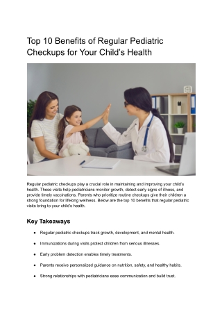 Top 10 Benefits of Regular Pediatric Checkups for Your Child’s Health