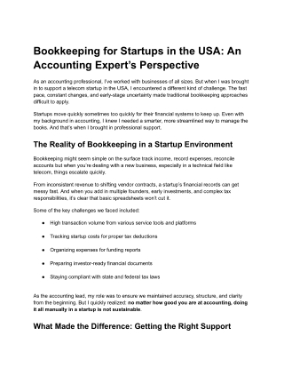 Bookkeeping for Startups in the USA An Accounting Expert’s Perspective