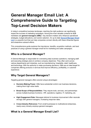 General Manager Email List: A Comprehensive Guide to Targeting Top-Level Decisio