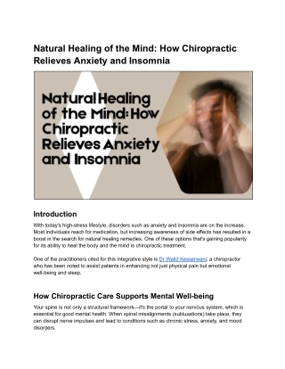 Sleep Better, Stress Less: The Mental Health Benefits of Chiropractic Care