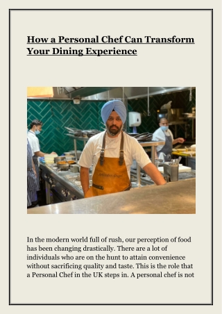 how a personal chef can transform your dining