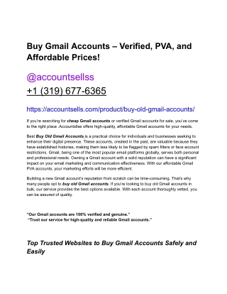 Buy Gmail Accounts – Verified, PVA, and Affordable Prices