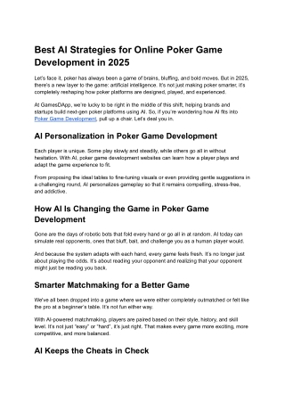 Best AI Strategies for Online Poker Game Development in 2025