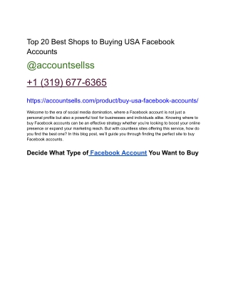 Top 20 Best Shops to Buying USA Facebook Accounts