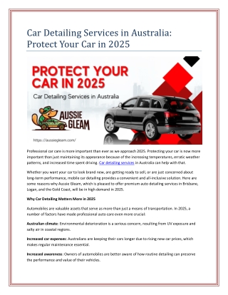 Car Detailing Services in Australia Protect Your Car in 2025