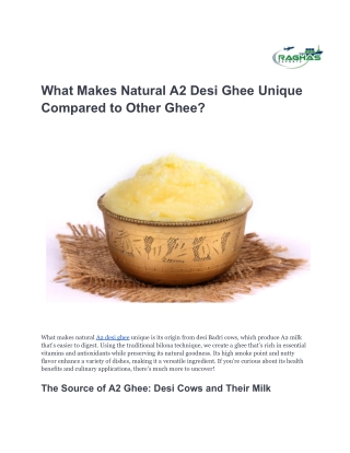 What Makes Natural A2 Desi Ghee Unique Compared to Other Ghee_