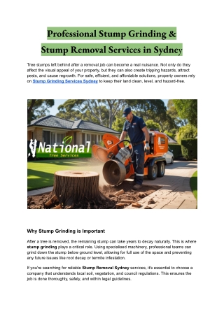 Professional Stump Grinding & Stump Removal Services in Sydney