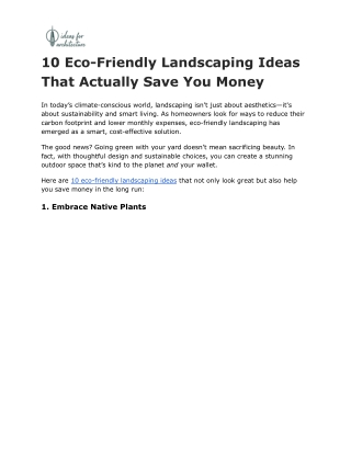 10 Eco-Friendly Landscaping Ideas That Actually Save You Money