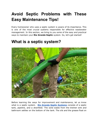 Avoid Septic Problems with These Easy Maintenance Tips!