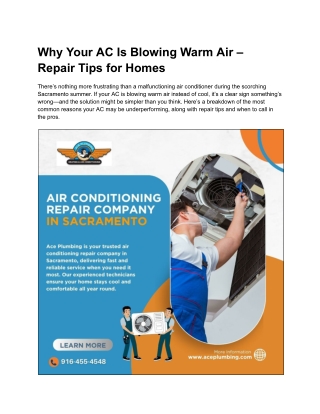 Why Your AC Is Blowing Warm Air – Repair Tips for Homes