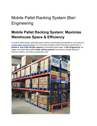 Mobile Pallet Racking System _Bari Engineering