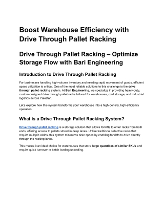 Boost Warehouse Efficiency with Drive Through Pallet Racking