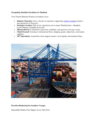 Trusted Provider of Maritime Operations, Logistics, and Vessel Management Servic