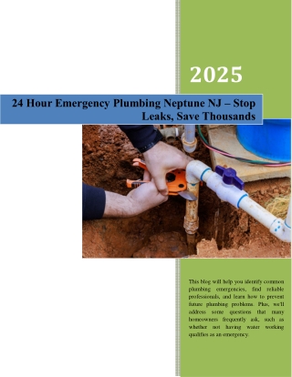 24 hour emergency plumbing Neptune NJ – Stop Leaks, Save Thousands