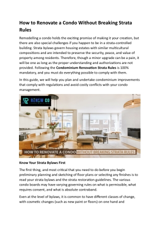 How to Renovate a Condo Without Breaking Strata Rules