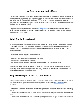 What is AI Overviews, and Its Impact on Website Traffic