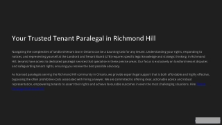 Tenant Paralegal Services in Richmond Hill | Legal Help for Rental Disputes