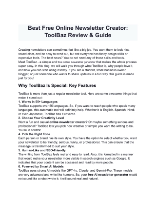 Best Free Online Newsletter Creator_ ToolBaz Review & Guide