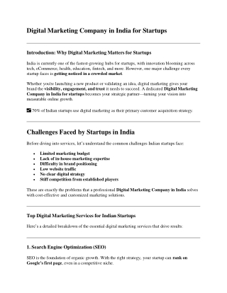 Digital Marketing Company in India for Startups