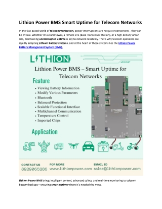 lithion power bms smart uptime for telecom