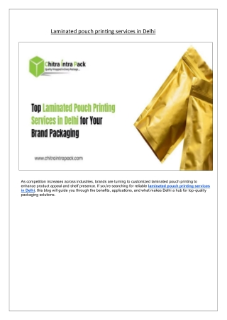 Laminated pouch printing services in Delhi