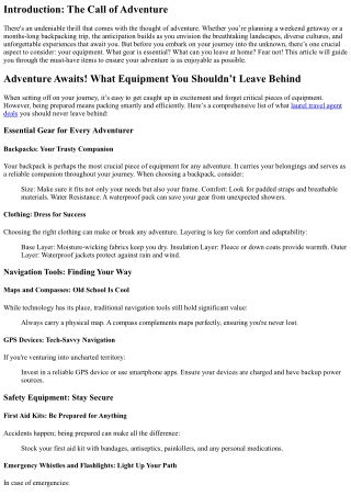 Adventure Awaits! What Equipment You Shouldn’t Leave Behind