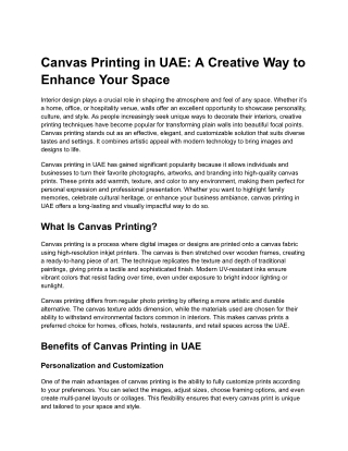 Canvas Printing in UAE