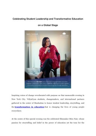 Celebrating Student Leadership and Transformative Education on a Global Stage