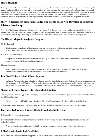 **How Independent Insurance Adjuster Companies Are Revolutionizing the Claims La