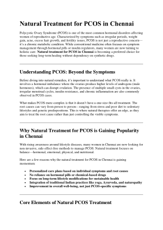 Natural Treatment for PCOS in Chennai
