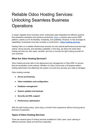 reliable odoo hosting services unlocking seamless