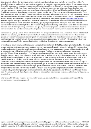 Understanding the Distinction Between Calibration, Verification, and Adjustment