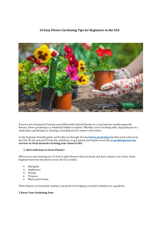 10 Easy Flower Gardening Tips for Beginners in the USA