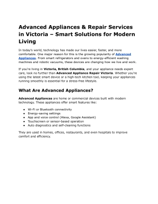 Explore Advanced Appliances for Smarter Living | Cutting-Edge Home Solutions