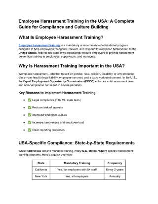 Employee Harassment Training in the USA_ A Complete Guide for Compliance and Culture Building