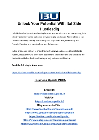 Unlock Your Potential With Ital Side Hustlesdig