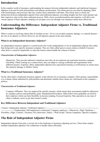 **Understanding the Difference: Independent Adjuster Firms vs. Traditional Insur