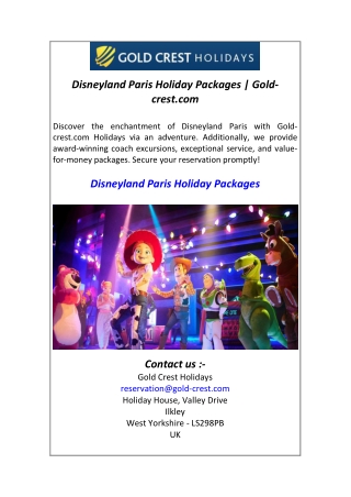 Disneyland Paris Holiday Packages  Gold-crest.com