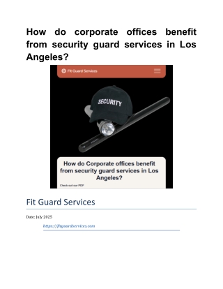 How do corporate offices benefit from security guard services in Los Angeles?