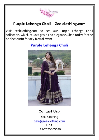 Purple Lehenga Choli  Zeelclothing.com